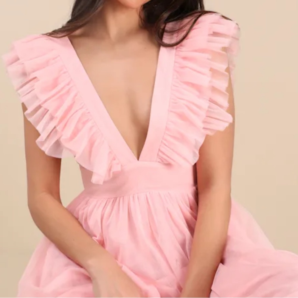 Lulu's Blush Ruffle Maxi Dress - Picture 3 of 4